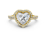 Yellow gold Heart Cut Halo Diamond Ring with Pave Band and Four-Prong Setting_41