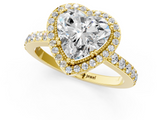 Yellow gold Heart Cut Halo Diamond Ring with Pave Band and Four-Prong Setting_42