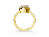 Yellow gold Heart Cut Halo Diamond Ring with Pave Band and Four-Prong Setting_44