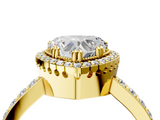 Yellow gold Heart Cut Halo Diamond Ring with Pave Band and Four-Prong Setting_45