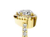 Yellow gold Heart Cut Halo Diamond Ring with Pave Band and Four-Prong Setting_46