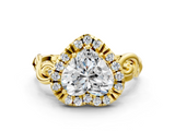 Yellow gold Heart Cut Halo Diamond Ring with Scrollwork Band and Four-Prong Setting_57