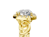 Yellow gold Heart Cut Halo Diamond Ring with Scrollwork Band and Four-Prong Setting_62