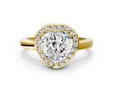 Yellow gold Heart Cut Halo Diamond Ring with Solitaire Band and Prong Setting_13