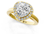 Yellow gold Heart Cut Halo Diamond Ring with Solitaire Band and Prong Setting_14