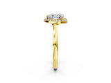 Yellow gold Heart Cut Halo Diamond Ring with Solitaire Band and Prong Setting_15