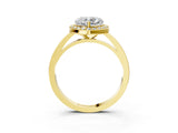 Yellow gold Heart Cut Halo Diamond Ring with Solitaire Band and Prong Setting_16