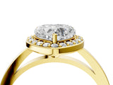 Yellow gold Heart Cut Halo Diamond Ring with Solitaire Band and Prong Setting_17