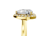 Yellow gold Heart Cut Halo Diamond Ring with Solitaire Band and Prong Setting_18