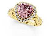 Yellow gold Heart Cut Halo Diamond Solitaire with Filigree Band and Four-Prong Setting_1