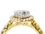 Yellow gold Heart Cut Halo Diamond Solitaire with Filigree Band and Four-Prong Setting_11