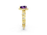Yellow gold Heart Cut Halo Diamond Solitaire with Filigree Band and Four-Prong Setting_2