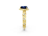 Yellow gold Heart Cut Halo Diamond Solitaire with Filigree Band and Four-Prong Setting_2