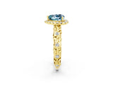 Yellow gold Heart Cut Halo Diamond Solitaire with Filigree Band and Four-Prong Setting_2