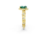 Yellow gold Heart Cut Halo Diamond Solitaire with Filigree Band and Four-Prong Setting_2