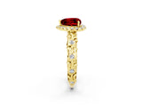 Yellow gold Heart Cut Halo Diamond Solitaire with Filigree Band and Four-Prong Setting_2
