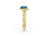 Yellow gold Heart Cut Halo Diamond Solitaire with Filigree Band and Four-Prong Setting_2