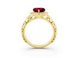 Yellow gold Heart Cut Halo Diamond Solitaire with Filigree Band and Four-Prong Setting_3