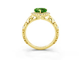 Yellow gold Heart Cut Halo Diamond Solitaire with Filigree Band and Four-Prong Setting_3