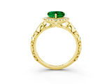 Yellow gold Heart Cut Halo Diamond Solitaire with Filigree Band and Four-Prong Setting_3