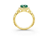 Yellow gold Heart Cut Halo Diamond Solitaire with Filigree Band and Four-Prong Setting_3