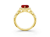 Yellow gold Heart Cut Halo Diamond Solitaire with Filigree Band and Four-Prong Setting_3