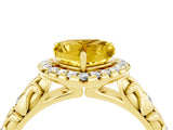 Yellow gold Heart Cut Halo Diamond Solitaire with Filigree Band and Four-Prong Setting_4