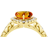 Yellow gold Heart Cut Halo Diamond Solitaire with Filigree Band and Four-Prong Setting_4