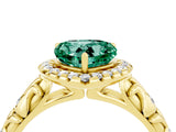 Yellow gold Heart Cut Halo Diamond Solitaire with Filigree Band and Four-Prong Setting_4