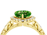 Yellow gold Heart Cut Halo Diamond Solitaire with Filigree Band and Four-Prong Setting_4