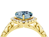Yellow gold Heart Cut Halo Diamond Solitaire with Filigree Band and Four-Prong Setting_4