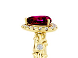 Yellow gold Heart Cut Halo Diamond Solitaire with Filigree Band and Four-Prong Setting_5