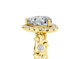 Yellow gold Heart Cut Halo Diamond Solitaire with Filigree Band and Four-Prong Setting_5