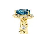 Yellow gold Heart Cut Halo Diamond Solitaire with Filigree Band and Four-Prong Setting_5