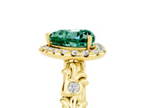 Yellow gold Heart Cut Halo Diamond Solitaire with Filigree Band and Four-Prong Setting_5