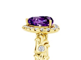 Yellow gold Heart Cut Halo Diamond Solitaire with Filigree Band and Four-Prong Setting_5