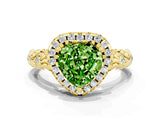 Yellow gold Heart Cut Halo Diamond Solitaire with Filigree Band and Four-Prong Setting