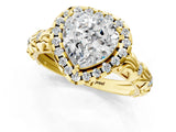 Yellow gold Heart Cut Halo Diamond Solitaire with Filigree Band and Four-Prong Setting_8