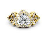 Yellow gold Heart Cut Halo Diamond Split Shank Engagement Ring with Four-Prong Setting_13