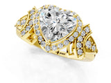 Yellow gold Heart Cut Halo Diamond Split Shank Engagement Ring with Four-Prong Setting_14
