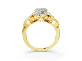 Yellow gold Heart Cut Halo Diamond Split Shank Engagement Ring with Four-Prong Setting_16