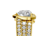 Yellow gold Heart Cut Halo Diamond Split Shank Ring with Prong Setting_8