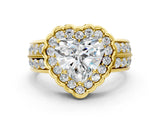 Yellow gold Heart Cut Halo Diamond Split Shank Ring with Scalloped Prong Setting_3