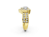 Yellow gold Heart Cut Halo Diamond Split Shank Ring with Scalloped Prong Setting_5