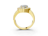 Yellow gold Heart Cut Halo Diamond Split Shank Ring with Scalloped Prong Setting_6