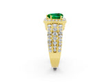 Yellow gold Heart Cut Halo Emerald Ring with Split Shank and Four-Prong Setting_2