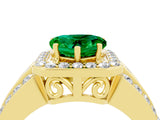 Yellow gold Heart Cut Halo Emerald Ring with Split Shank and Four-Prong Setting_4