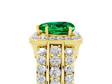 Yellow gold Heart Cut Halo Emerald Ring with Split Shank and Four-Prong Setting_5