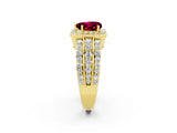 Yellow gold Heart Cut Halo Garnet Ring with Split Shank and Four-Prong Setting_2