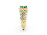 Yellow gold Heart Cut Halo Green Sapphire Ring with Split Shank and Four-Prong Setting_2